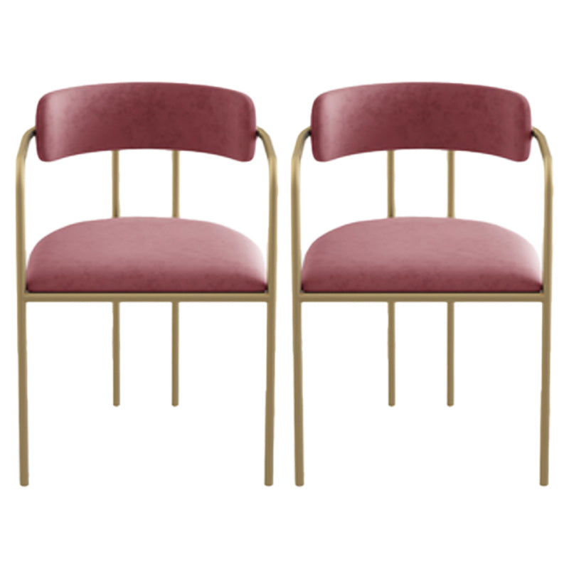 Fabric Glam Style Arm Chair Open Back Dining Chair for Dining Room Pink 2 Piece Set Clearhalo 'Dining Chairs' 'Dining Tables & Seating' 'dining_chair' 'furn' 'furn_dining_chair' 'Furniture' 'furniture_dining_chair' 'Kitchen & Dining Furniture' 4954702