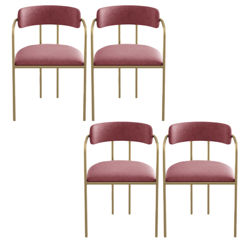 Fabric Glam Style Arm Chair Open Back Dining Chair for Dining Room Pink 4 Piece Set Clearhalo 'Dining Chairs' 'Dining Tables & Seating' 'dining_chair' 'furn' 'furn_dining_chair' 'Furniture' 'furniture_dining_chair' 'Kitchen & Dining Furniture' 4954703