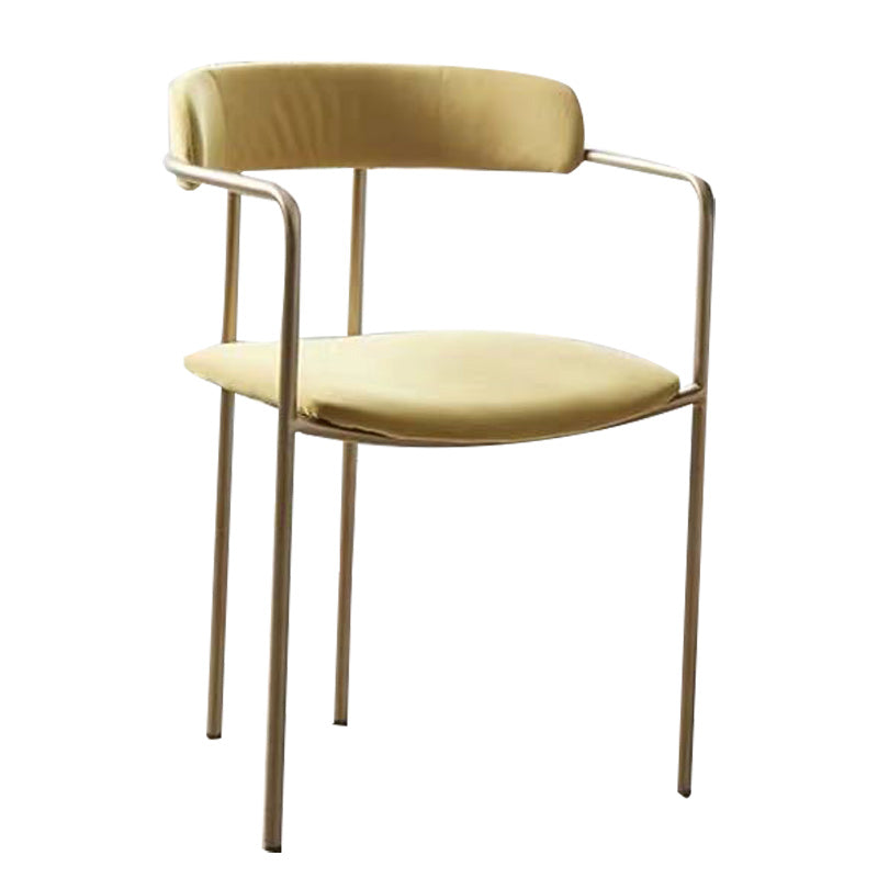 Fabric Glam Style Arm Chair Open Back Dining Chair for Dining Room Yellow 1 Piece Clearhalo 'Dining Chairs' 'Dining Tables & Seating' 'dining_chair' 'furn' 'furn_dining_chair' 'Furniture' 'furniture_dining_chair' 'Kitchen & Dining Furniture' 4954705