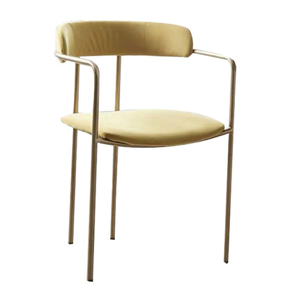 Fabric Glam Style Arm Chair Open Back Dining Chair for Dining Room Yellow 1 Piece Clearhalo 'Dining Chairs' 'Dining Tables & Seating' 'dining_chair' 'furn' 'furn_dining_chair' 'Furniture' 'furniture_dining_chair' 'Kitchen & Dining Furniture' 4954705