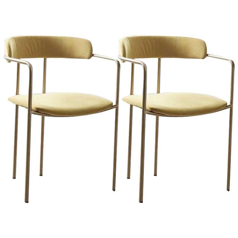 Fabric Glam Style Arm Chair Open Back Dining Chair for Dining Room Yellow 2 Piece Set Clearhalo 'Dining Chairs' 'Dining Tables & Seating' 'dining_chair' 'furn' 'furn_dining_chair' 'Furniture' 'furniture_dining_chair' 'Kitchen & Dining Furniture' 4954707