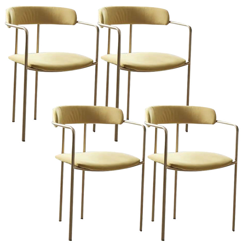 Fabric Glam Style Arm Chair Open Back Dining Chair for Dining Room Yellow 4 Piece Set Clearhalo 'Dining Chairs' 'Dining Tables & Seating' 'dining_chair' 'furn' 'furn_dining_chair' 'Furniture' 'furniture_dining_chair' 'Kitchen & Dining Furniture' 4954708