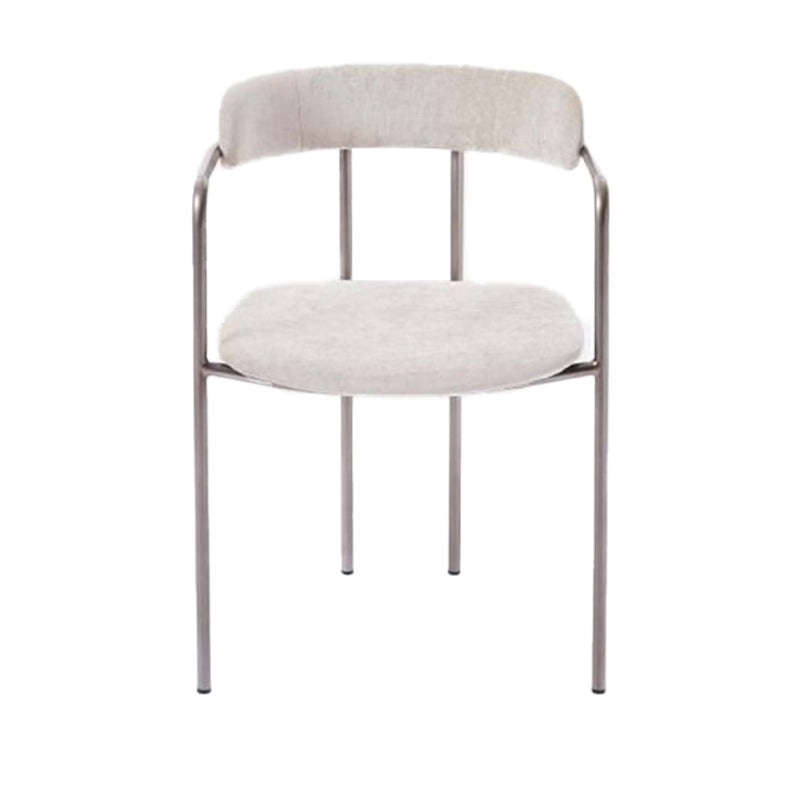 Fabric Glam Style Arm Chair Open Back Dining Chair for Dining Room Off-White 1 Piece Clearhalo 'Dining Chairs' 'Dining Tables & Seating' 'dining_chair' 'furn' 'furn_dining_chair' 'Furniture' 'furniture_dining_chair' 'Kitchen & Dining Furniture' 4954715
