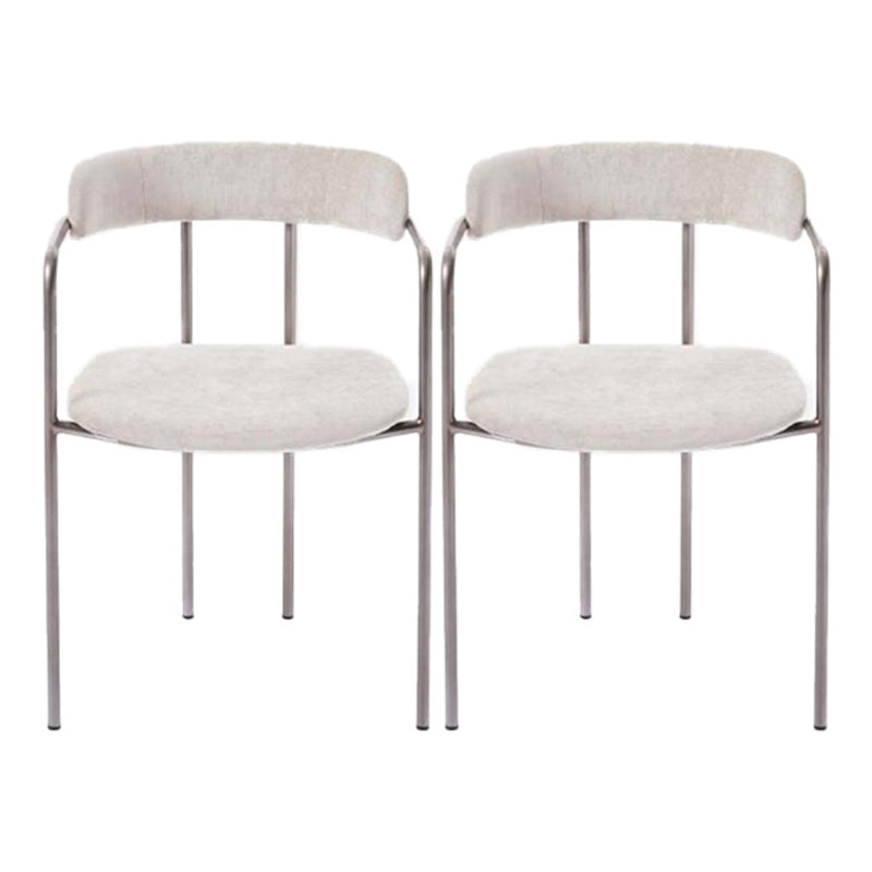 Fabric Glam Style Arm Chair Open Back Dining Chair for Dining Room Off-White 2 Piece Set Clearhalo 'Dining Chairs' 'Dining Tables & Seating' 'dining_chair' 'furn' 'furn_dining_chair' 'Furniture' 'furniture_dining_chair' 'Kitchen & Dining Furniture' 4954716