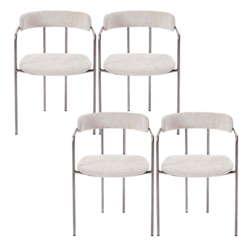 Fabric Glam Style Arm Chair Open Back Dining Chair for Dining Room Off-White 4 Piece Set Clearhalo 'Dining Chairs' 'Dining Tables & Seating' 'dining_chair' 'furn' 'furn_dining_chair' 'Furniture' 'furniture_dining_chair' 'Kitchen & Dining Furniture' 4954717