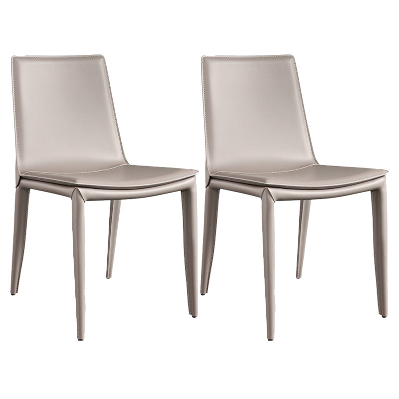 Entryway Side Dining Chairs Leather Nordic Dining Room Chairs Light Gray 2 Piece Set Clearhalo 'Dining Chairs' 'Dining Tables & Seating' 'dining_chair' 'furn' 'furn_dining_chair' 'Furniture' 'furniture_dining_chair' 'Kitchen & Dining Furniture' 4954720