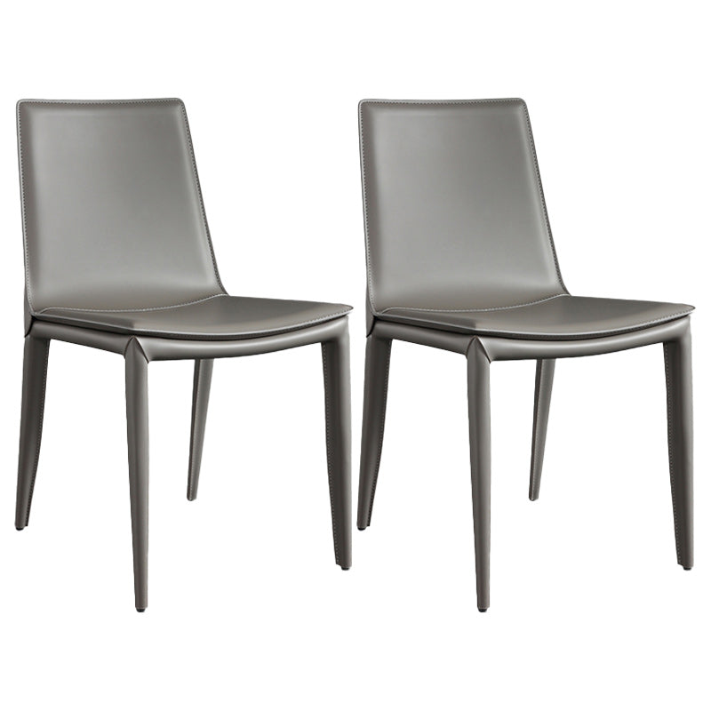 Entryway Side Dining Chairs Leather Nordic Dining Room Chairs Grey 2 Piece Set Clearhalo 'Dining Chairs' 'Dining Tables & Seating' 'dining_chair' 'furn' 'furn_dining_chair' 'Furniture' 'furniture_dining_chair' 'Kitchen & Dining Furniture' 4954728