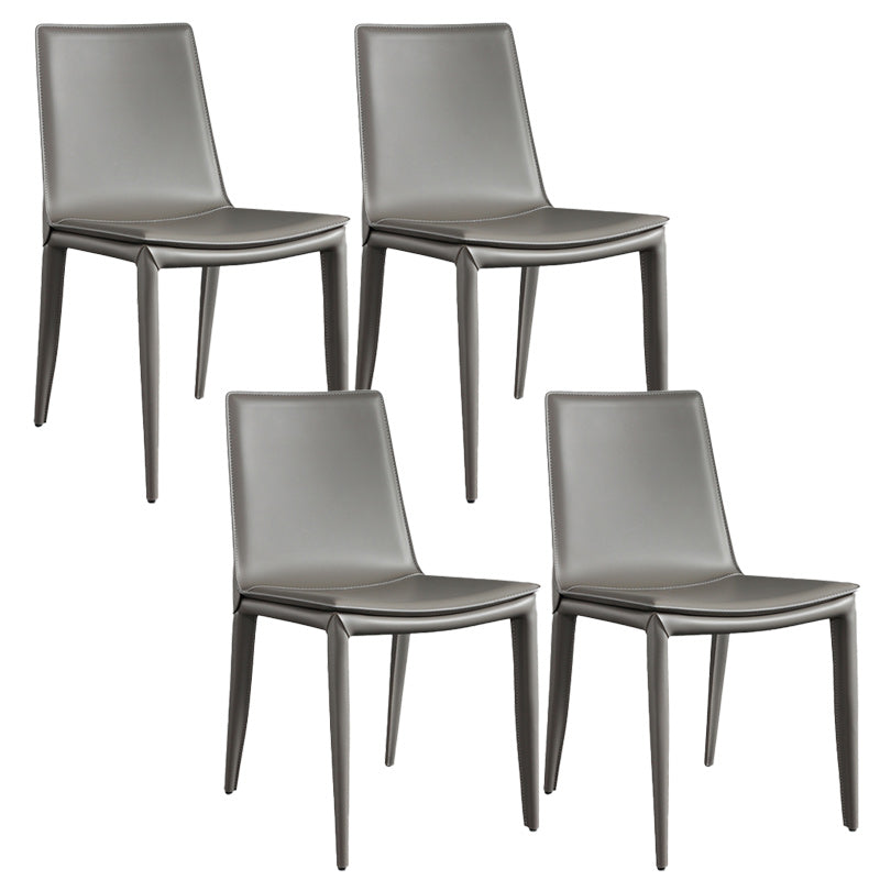 Entryway Side Dining Chairs Leather Nordic Dining Room Chairs Grey 4 Piece Set Clearhalo 'Dining Chairs' 'Dining Tables & Seating' 'dining_chair' 'furn' 'furn_dining_chair' 'Furniture' 'furniture_dining_chair' 'Kitchen & Dining Furniture' 4954729