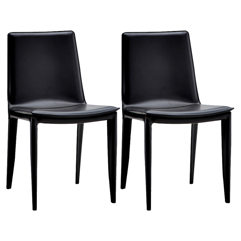 Entryway Side Dining Chairs Leather Nordic Dining Room Chairs Black 2 Piece Set Clearhalo 'Dining Chairs' 'Dining Tables & Seating' 'dining_chair' 'furn' 'furn_dining_chair' 'Furniture' 'furniture_dining_chair' 'Kitchen & Dining Furniture' 4954731