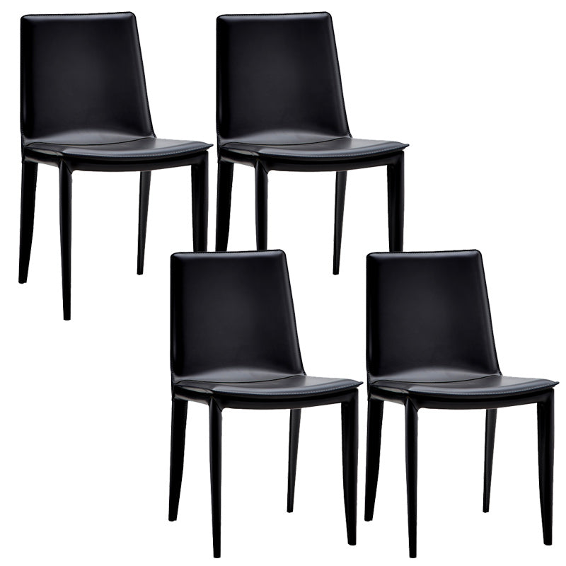 Entryway Side Dining Chairs Leather Nordic Dining Room Chairs Black 4 Piece Set Clearhalo 'Dining Chairs' 'Dining Tables & Seating' 'dining_chair' 'furn' 'furn_dining_chair' 'Furniture' 'furniture_dining_chair' 'Kitchen & Dining Furniture' 4954733