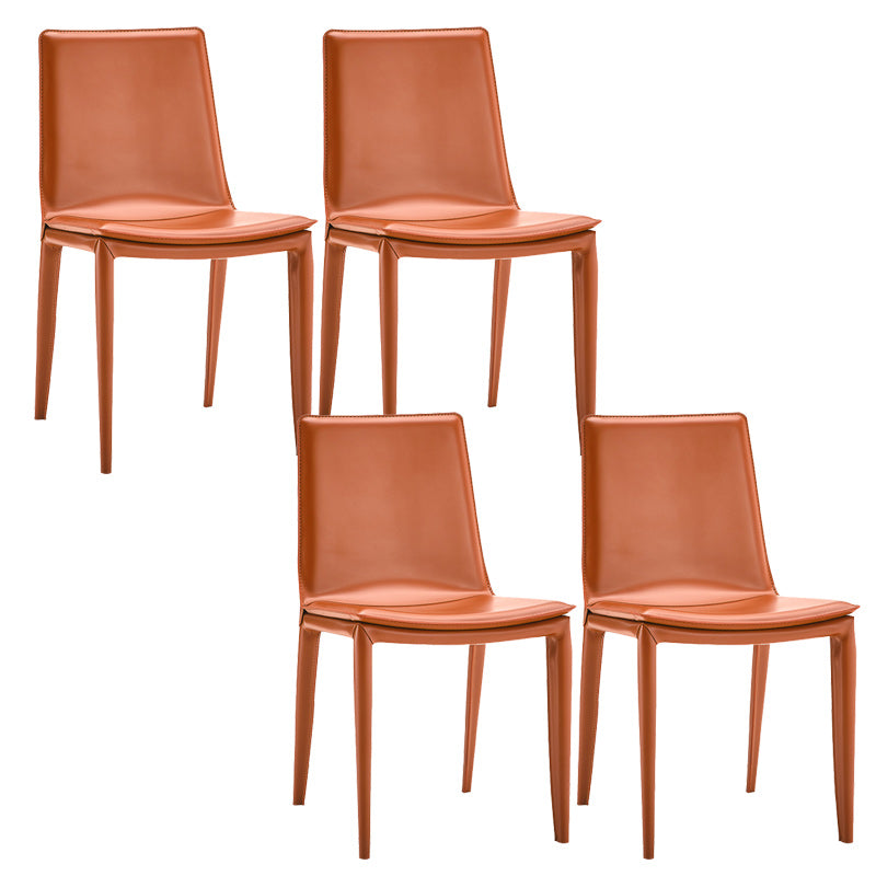 Entryway Side Dining Chairs Leather Nordic Dining Room Chairs Orange 4 Piece Set Clearhalo 'Dining Chairs' 'Dining Tables & Seating' 'dining_chair' 'furn' 'furn_dining_chair' 'Furniture' 'furniture_dining_chair' 'Kitchen & Dining Furniture' 4954737