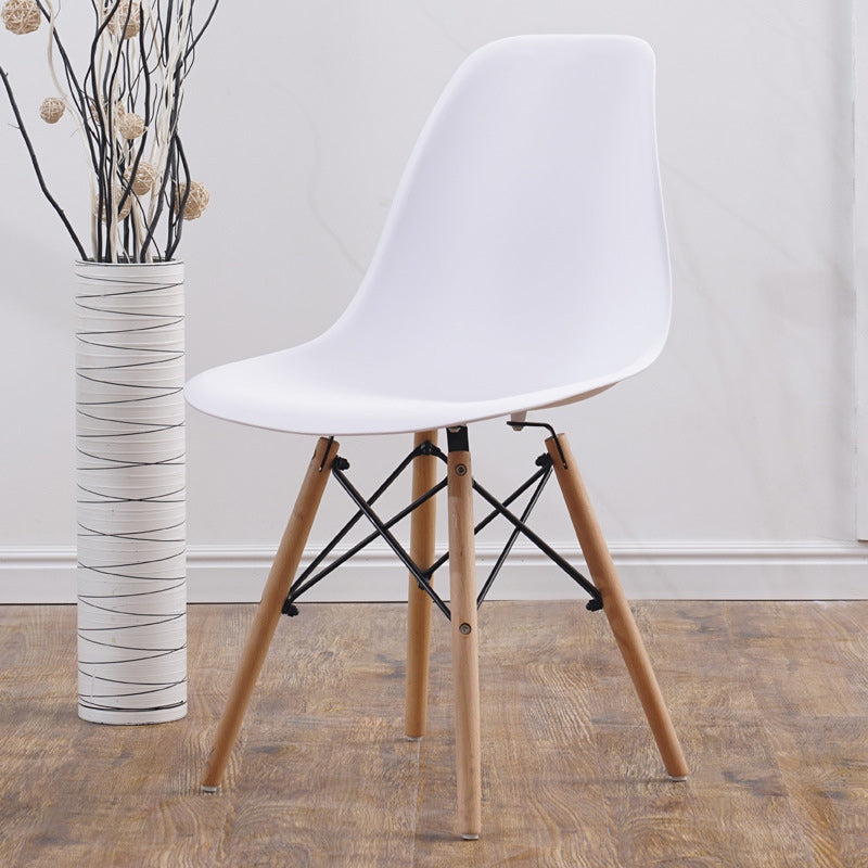 Scandinavian Wood Armless Chair Solid Back Kitchen Dining Room Chair White Clearhalo 'Dining Chairs' 'Dining Tables & Seating' 'dining_chair' 'Furniture' 'furniture_dining_chair' 'Kitchen & Dining Furniture' 4954753