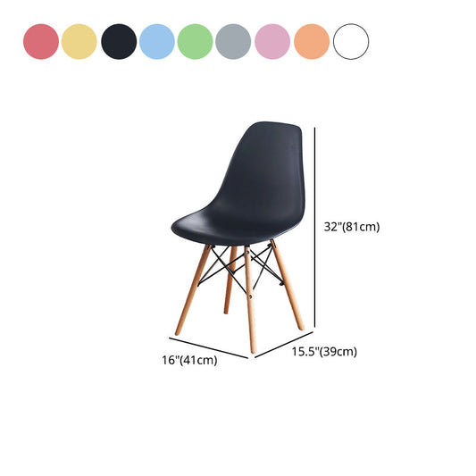 Scandinavian Wood Armless Chair Solid Back Kitchen Dining Room Chair Clearhalo 'Dining Chairs' 'Dining Tables & Seating' 'dining_chair' 'Furniture' 'furniture_dining_chair' 'Kitchen & Dining Furniture' 4954758