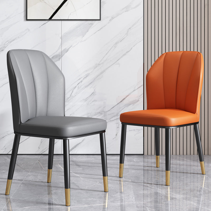 Dining Room Armless Dining Chairs Glam Style Leather Dining Side Chair Clearhalo 'Dining Chairs' 'Dining Tables & Seating' 'dining_chair' 'furn' 'furn_dining_chair' 'Furniture' 'furniture_dining_chair' 'Kitchen & Dining Furniture' 4954759
