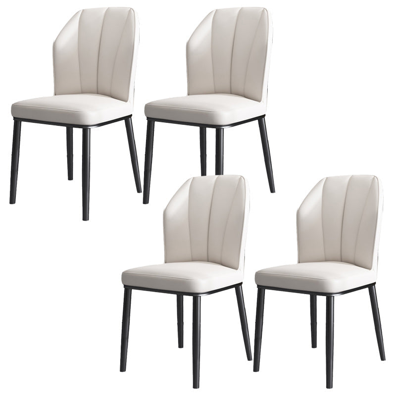 Dining Room Armless Dining Chairs Glam Style Leather Dining Side Chair Black White 4 Piece Set Clearhalo 'Dining Chairs' 'Dining Tables & Seating' 'dining_chair' 'furn' 'furn_dining_chair' 'Furniture' 'furniture_dining_chair' 'Kitchen & Dining Furniture' 4954760