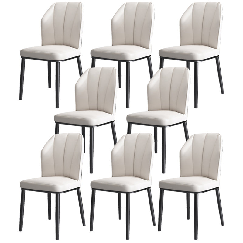 Dining Room Armless Dining Chairs Glam Style Leather Dining Side Chair Black White 8 Piece Set Clearhalo 'Dining Chairs' 'Dining Tables & Seating' 'dining_chair' 'furn' 'furn_dining_chair' 'Furniture' 'furniture_dining_chair' 'Kitchen & Dining Furniture' 4954761
