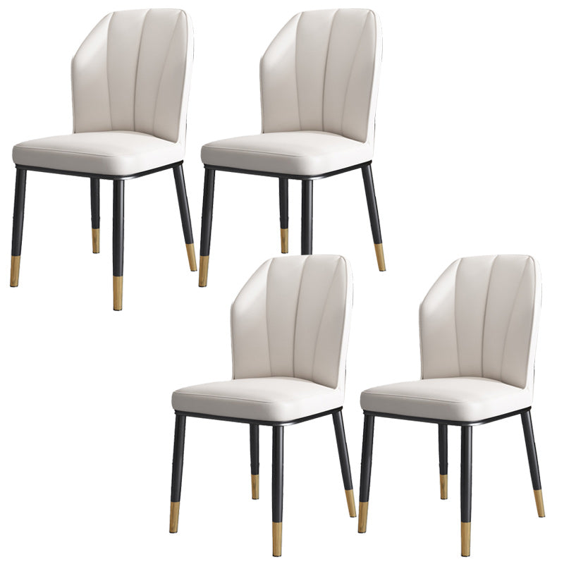 Dining Room Armless Dining Chairs Glam Style Leather Dining Side Chair White-Gold 4 Piece Set Clearhalo 'Dining Chairs' 'Dining Tables & Seating' 'dining_chair' 'furn' 'furn_dining_chair' 'Furniture' 'furniture_dining_chair' 'Kitchen & Dining Furniture' 4954764