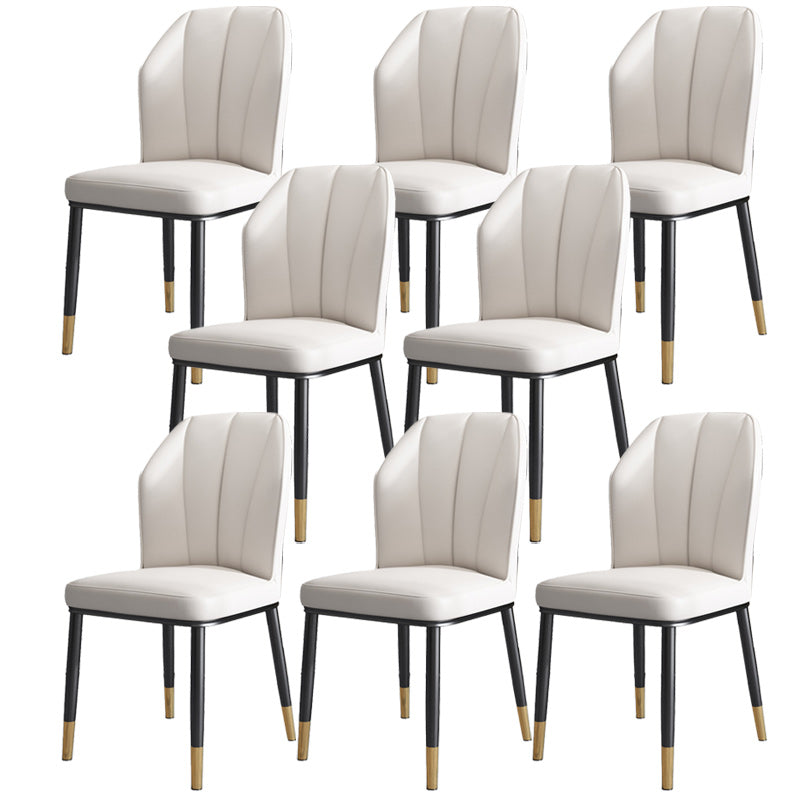 Dining Room Armless Dining Chairs Glam Style Leather Dining Side Chair White-Gold 8 Piece Set Clearhalo 'Dining Chairs' 'Dining Tables & Seating' 'dining_chair' 'furn' 'furn_dining_chair' 'Furniture' 'furniture_dining_chair' 'Kitchen & Dining Furniture' 4954766