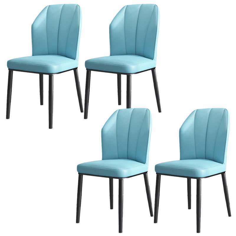 Dining Room Armless Dining Chairs Glam Style Leather Dining Side Chair Blue-Black 4 Piece Set Clearhalo 'Dining Chairs' 'Dining Tables & Seating' 'dining_chair' 'furn' 'furn_dining_chair' 'Furniture' 'furniture_dining_chair' 'Kitchen & Dining Furniture' 4954768