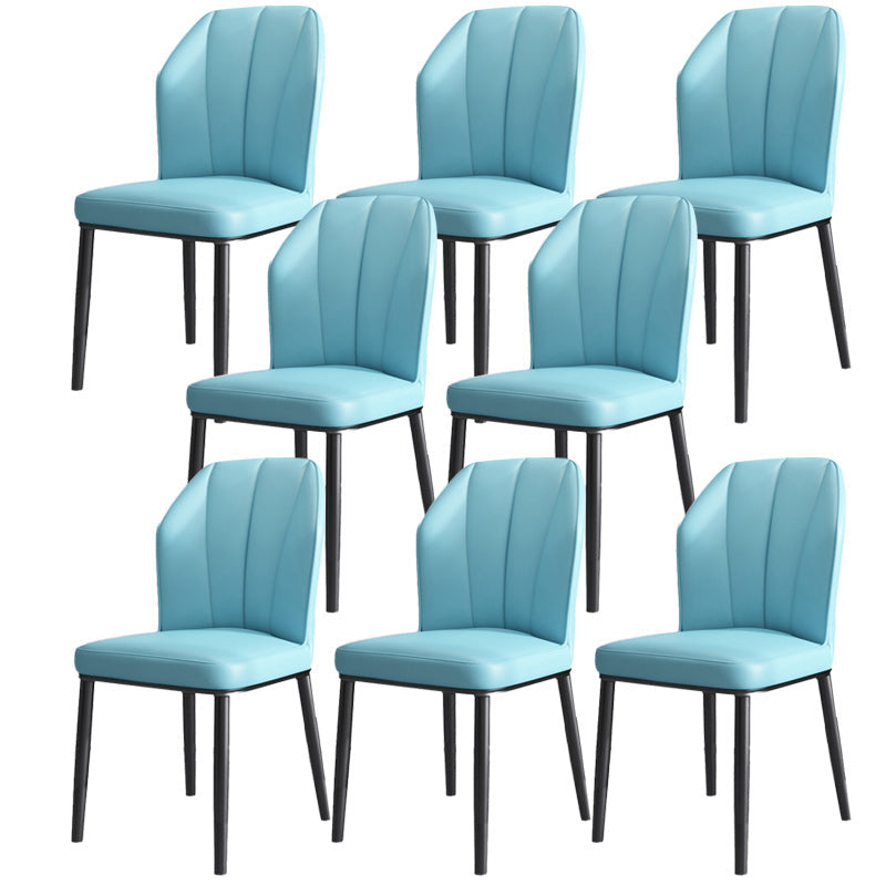 Dining Room Armless Dining Chairs Glam Style Leather Dining Side Chair Blue-Black 8 Piece Set Clearhalo 'Dining Chairs' 'Dining Tables & Seating' 'dining_chair' 'furn' 'furn_dining_chair' 'Furniture' 'furniture_dining_chair' 'Kitchen & Dining Furniture' 4954769