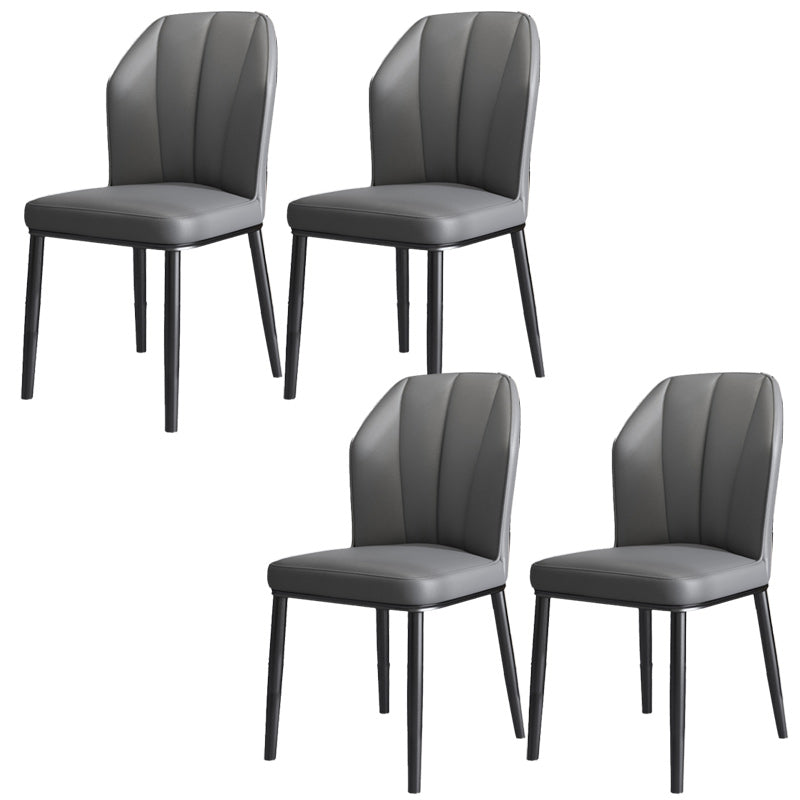 Dining Room Armless Dining Chairs Glam Style Leather Dining Side Chair Black-Gray 4 Piece Set Clearhalo 'Dining Chairs' 'Dining Tables & Seating' 'dining_chair' 'furn' 'furn_dining_chair' 'Furniture' 'furniture_dining_chair' 'Kitchen & Dining Furniture' 4954772
