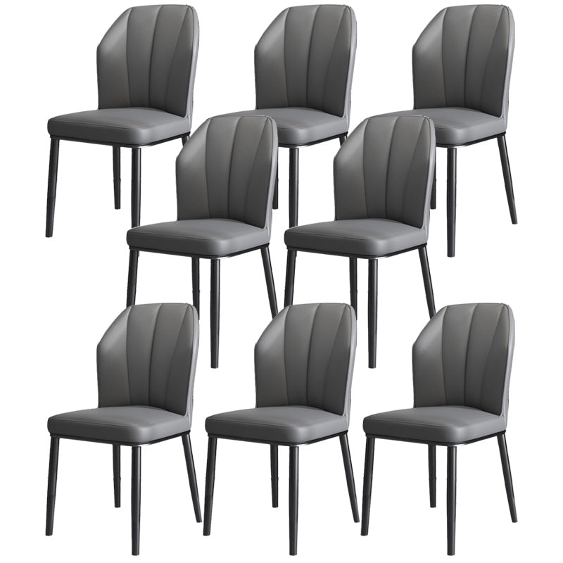 Dining Room Armless Dining Chairs Glam Style Leather Dining Side Chair Black-Gray 8 Piece Set Clearhalo 'Dining Chairs' 'Dining Tables & Seating' 'dining_chair' 'furn' 'furn_dining_chair' 'Furniture' 'furniture_dining_chair' 'Kitchen & Dining Furniture' 4954773