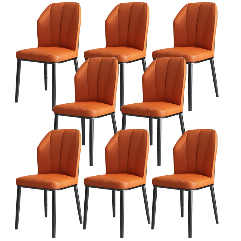 Dining Room Armless Dining Chairs Glam Style Leather Dining Side Chair Black-Orange 8 Piece Set Clearhalo 'Dining Chairs' 'Dining Tables & Seating' 'dining_chair' 'furn' 'furn_dining_chair' 'Furniture' 'furniture_dining_chair' 'Kitchen & Dining Furniture' 4954777