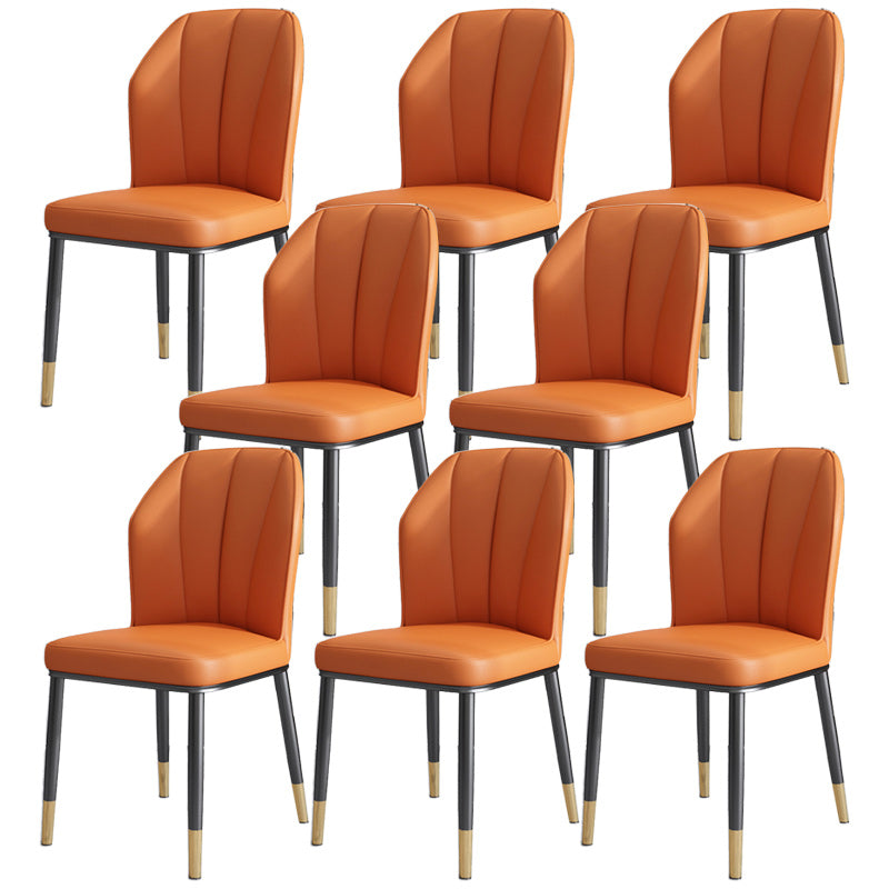 Dining Room Armless Dining Chairs Glam Style Leather Dining Side Chair Orange Gold 8 Piece Set Clearhalo 'Dining Chairs' 'Dining Tables & Seating' 'dining_chair' 'furn' 'furn_dining_chair' 'Furniture' 'furniture_dining_chair' 'Kitchen & Dining Furniture' 4954785