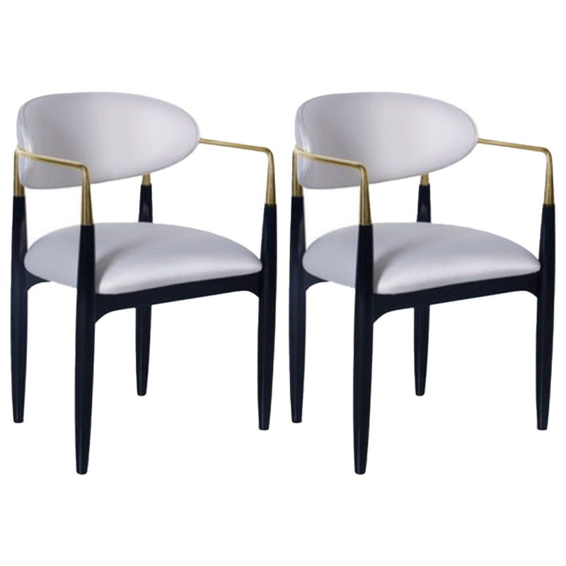 Contemporary Upholstered Arm Chair Open Back Dining Chair for Dining Room White 2 Piece Set Clearhalo 'Dining Chairs' 'Dining Tables & Seating' 'dining_chair' 'furn' 'furn_dining_chair' 'Furniture' 'furniture_dining_chair' 'Kitchen & Dining Furniture' 4954788