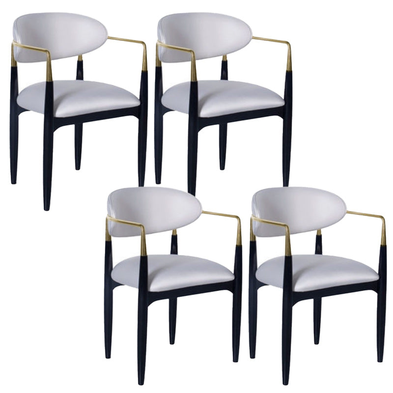 Contemporary Upholstered Arm Chair Open Back Dining Chair for Dining Room White 4 Piece Set Clearhalo 'Dining Chairs' 'Dining Tables & Seating' 'dining_chair' 'furn' 'furn_dining_chair' 'Furniture' 'furniture_dining_chair' 'Kitchen & Dining Furniture' 4954789