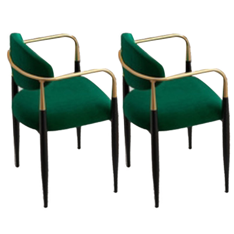 Contemporary Upholstered Arm Chair Open Back Dining Chair for Dining Room Army Green 2 Piece Set Clearhalo 'Dining Chairs' 'Dining Tables & Seating' 'dining_chair' 'furn' 'furn_dining_chair' 'Furniture' 'furniture_dining_chair' 'Kitchen & Dining Furniture' 4954792