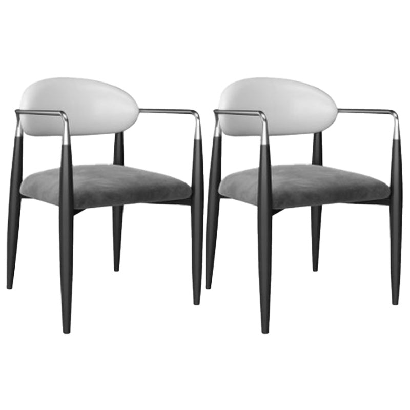 Contemporary Upholstered Arm Chair Open Back Dining Chair for Dining Room Black White 2 Piece Set Clearhalo 'Dining Chairs' 'Dining Tables & Seating' 'dining_chair' 'furn' 'furn_dining_chair' 'Furniture' 'furniture_dining_chair' 'Kitchen & Dining Furniture' 4954796