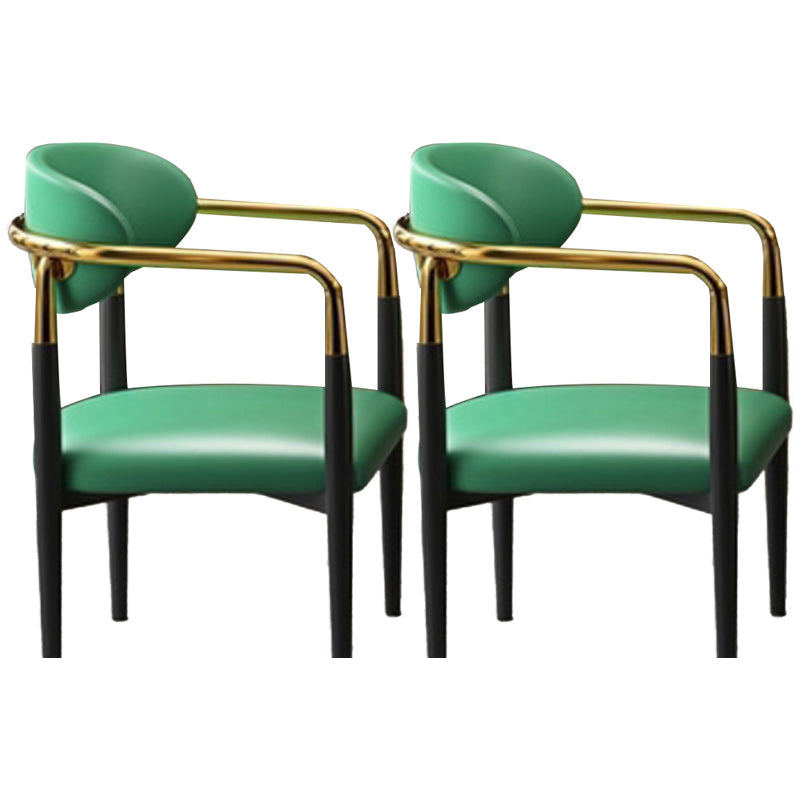 Contemporary Upholstered Arm Chair Open Back Dining Chair for Dining Room Green 2 Piece Set Clearhalo 'Dining Chairs' 'Dining Tables & Seating' 'dining_chair' 'furn' 'furn_dining_chair' 'Furniture' 'furniture_dining_chair' 'Kitchen & Dining Furniture' 4954799