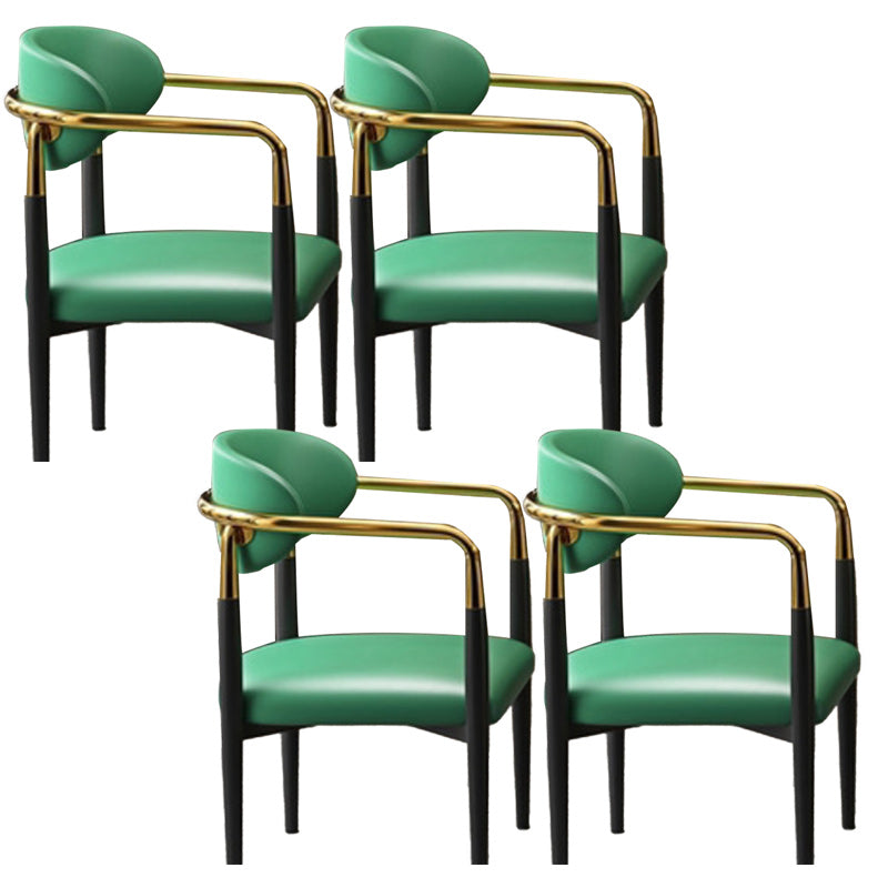 Contemporary Upholstered Arm Chair Open Back Dining Chair for Dining Room Army Green 4 Piece Set Clearhalo 'Dining Chairs' 'Dining Tables & Seating' 'dining_chair' 'furn' 'furn_dining_chair' 'Furniture' 'furniture_dining_chair' 'Kitchen & Dining Furniture' 4954802