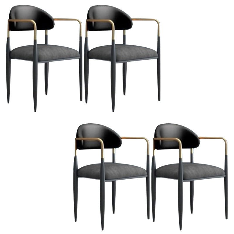Contemporary Upholstered Arm Chair Open Back Dining Chair for Dining Room Black-Gray 4 Piece Set Clearhalo 'Dining Chairs' 'Dining Tables & Seating' 'dining_chair' 'furn' 'furn_dining_chair' 'Furniture' 'furniture_dining_chair' 'Kitchen & Dining Furniture' 4954806