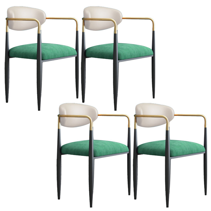Contemporary Upholstered Arm Chair Open Back Dining Chair for Dining Room White-Green 4 Piece Set Clearhalo 'Dining Chairs' 'Dining Tables & Seating' 'dining_chair' 'furn' 'furn_dining_chair' 'Furniture' 'furniture_dining_chair' 'Kitchen & Dining Furniture' 4954809