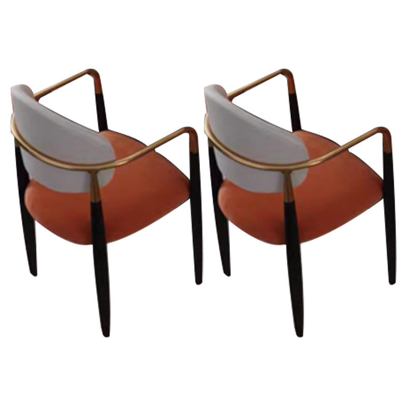 Contemporary Upholstered Arm Chair Open Back Dining Chair for Dining Room White-Saffron 2 Piece Set Clearhalo 'Dining Chairs' 'Dining Tables & Seating' 'dining_chair' 'furn' 'furn_dining_chair' 'Furniture' 'furniture_dining_chair' 'Kitchen & Dining Furniture' 4954811