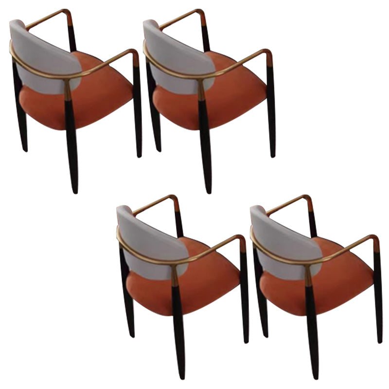 Contemporary Upholstered Arm Chair Open Back Dining Chair for Dining Room White-Saffron 4 Piece Set Clearhalo 'Dining Chairs' 'Dining Tables & Seating' 'dining_chair' 'furn' 'furn_dining_chair' 'Furniture' 'furniture_dining_chair' 'Kitchen & Dining Furniture' 4954813