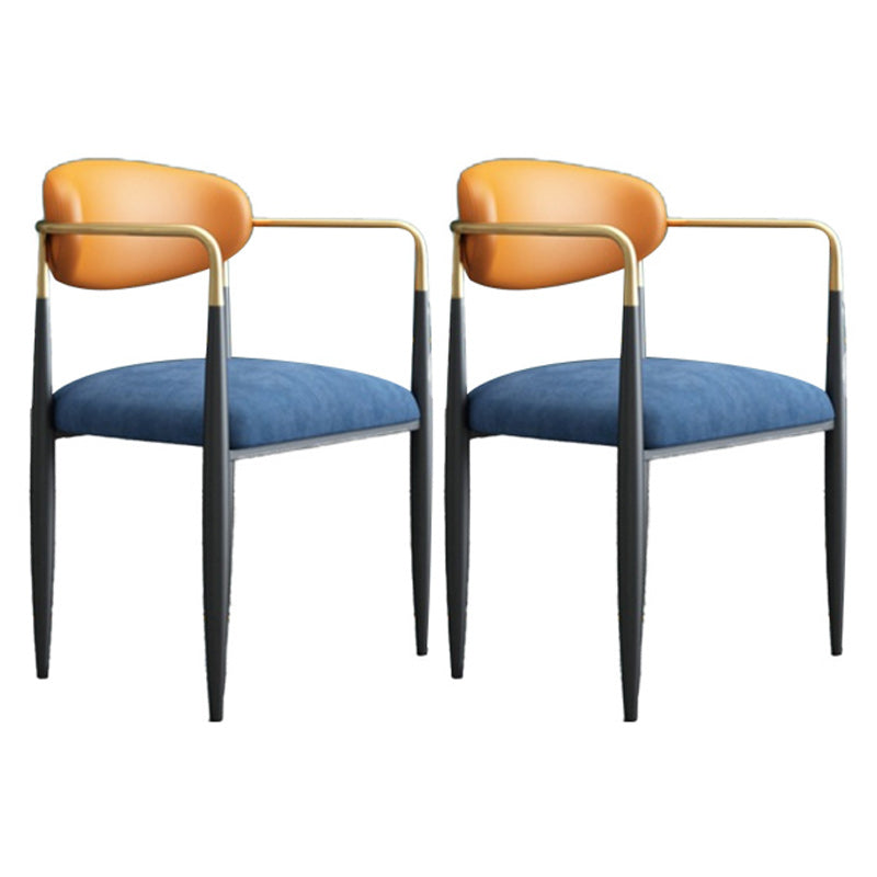 Contemporary Upholstered Arm Chair Open Back Dining Chair for Dining Room Blue-Orange 2 Piece Set Clearhalo 'Dining Chairs' 'Dining Tables & Seating' 'dining_chair' 'furn' 'furn_dining_chair' 'Furniture' 'furniture_dining_chair' 'Kitchen & Dining Furniture' 4954818