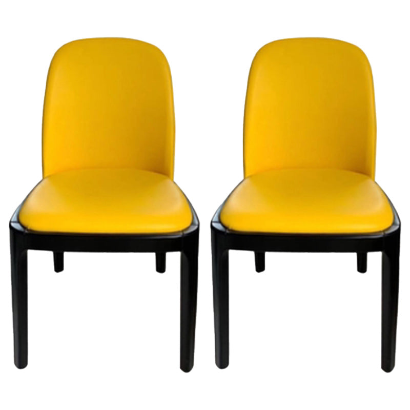 Dining Room Side Dining Chairs Modern Solid Wood Armless Dining Chairs Yellow 2 Piece Set Clearhalo 'Dining Chairs' 'Dining Tables & Seating' 'dining_chair' 'furn' 'furn_dining_chair' 'Furniture' 'furniture_dining_chair' 'Kitchen & Dining Furniture' 4954835