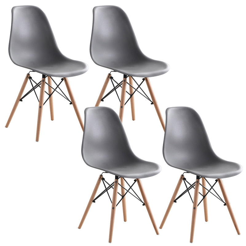 Wood Scandinavian Armless Chair Solid Back Kitchen Dining Room Chair Grey Set of 4 Clearhalo 'Dining Chairs' 'Dining Tables & Seating' 'dining_chair' 'Furniture' 'furniture_dining_chair' 'Kitchen & Dining Furniture' 4954849