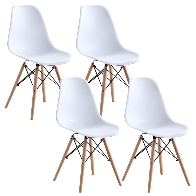 Wood Scandinavian Armless Chair Solid Back Kitchen Dining Room Chair White Set of 4 Clearhalo 'Dining Chairs' 'Dining Tables & Seating' 'dining_chair' 'Furniture' 'furniture_dining_chair' 'Kitchen & Dining Furniture' 4954850