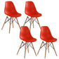 Wood Scandinavian Armless Chair Solid Back Kitchen Dining Room Chair Red Set of 4 Clearhalo 'Dining Chairs' 'Dining Tables & Seating' 'dining_chair' 'Furniture' 'furniture_dining_chair' 'Kitchen & Dining Furniture' 4954853