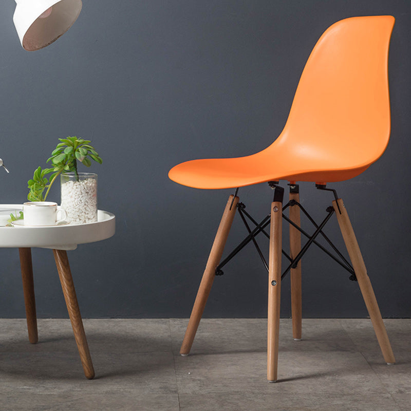 Wood Scandinavian Armless Chair Solid Back Kitchen Dining Room Chair Clearhalo 'Dining Chairs' 'Dining Tables & Seating' 'dining_chair' 'Furniture' 'furniture_dining_chair' 'Kitchen & Dining Furniture' 4954854