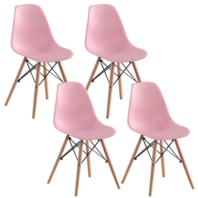 Wood Scandinavian Armless Chair Solid Back Kitchen Dining Room Chair Pink Set of 4 Clearhalo 'Dining Chairs' 'Dining Tables & Seating' 'dining_chair' 'Furniture' 'furniture_dining_chair' 'Kitchen & Dining Furniture' 4954855