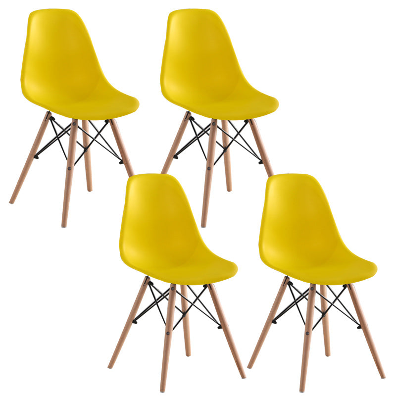 Wood Scandinavian Armless Chair Solid Back Kitchen Dining Room Chair Yellow Set of 4 Clearhalo 'Dining Chairs' 'Dining Tables & Seating' 'dining_chair' 'Furniture' 'furniture_dining_chair' 'Kitchen & Dining Furniture' 4954856