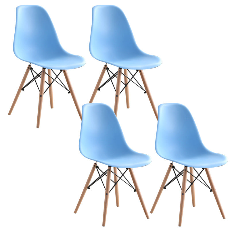 Wood Scandinavian Armless Chair Solid Back Kitchen Dining Room Chair Sky Blue Set of 4 Clearhalo 'Dining Chairs' 'Dining Tables & Seating' 'dining_chair' 'Furniture' 'furniture_dining_chair' 'Kitchen & Dining Furniture' 4954858