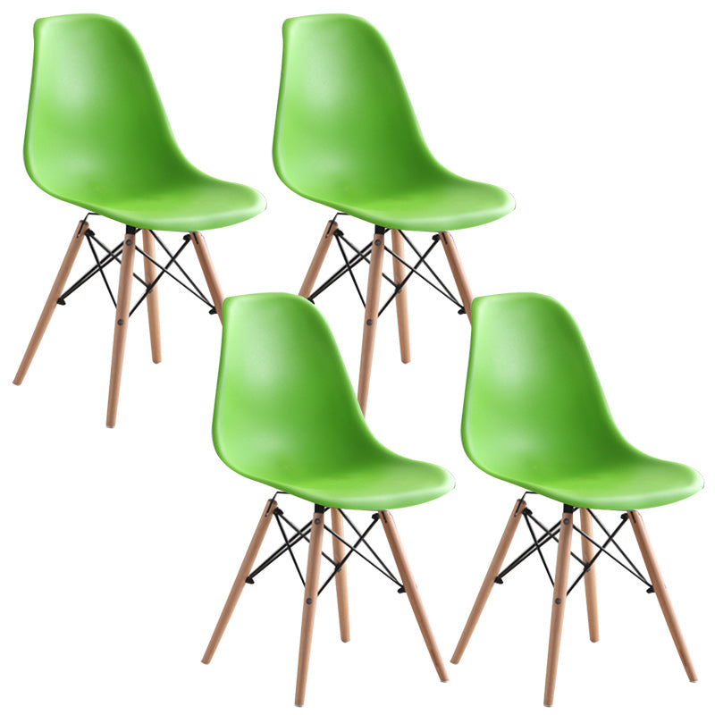 Wood Scandinavian Armless Chair Solid Back Kitchen Dining Room Chair Green Set of 4 Clearhalo 'Dining Chairs' 'Dining Tables & Seating' 'dining_chair' 'Furniture' 'furniture_dining_chair' 'Kitchen & Dining Furniture' 4954860