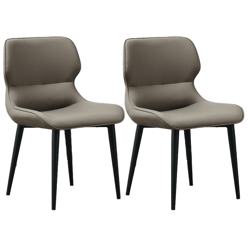 Entryway Dining Room Dining Chairs Armless Leather Kitchen Chairs Grey 2 Piece Set Clearhalo 'Dining Chairs' 'Dining Tables & Seating' 'dining_chair' 'furn' 'furn_dining_chair' 'Furniture' 'furniture_dining_chair' 'Kitchen & Dining Furniture' 4954868