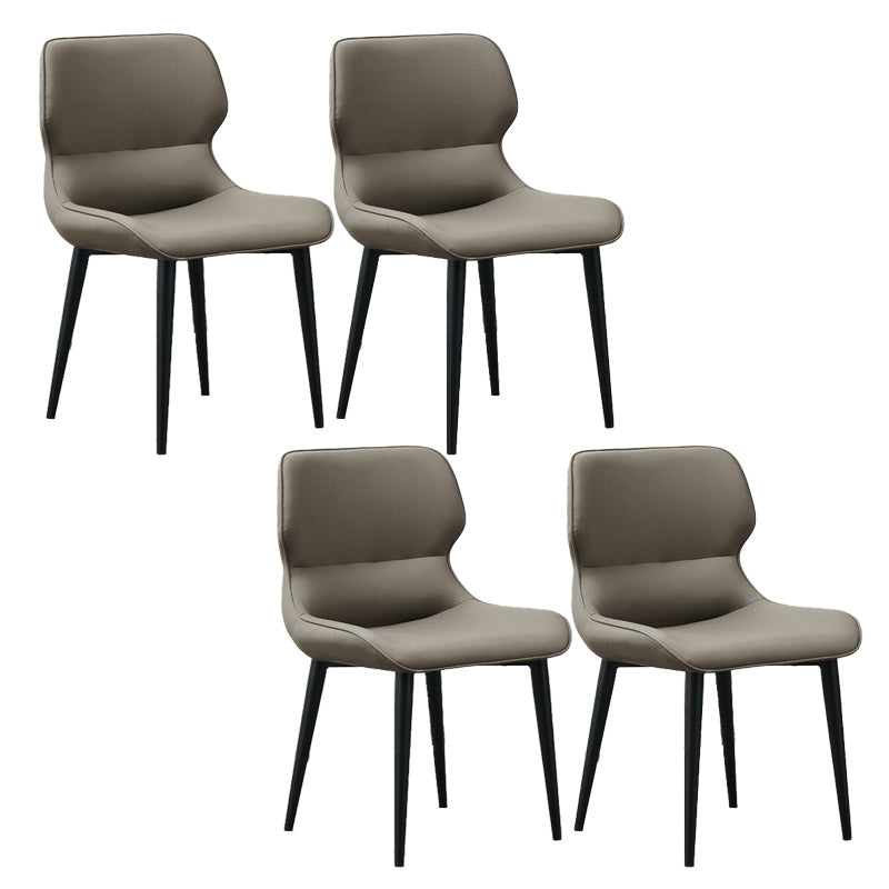 Entryway Dining Room Dining Chairs Armless Leather Kitchen Chairs Grey 4 Piece Set Clearhalo 'Dining Chairs' 'Dining Tables & Seating' 'dining_chair' 'furn' 'furn_dining_chair' 'Furniture' 'furniture_dining_chair' 'Kitchen & Dining Furniture' 4954871